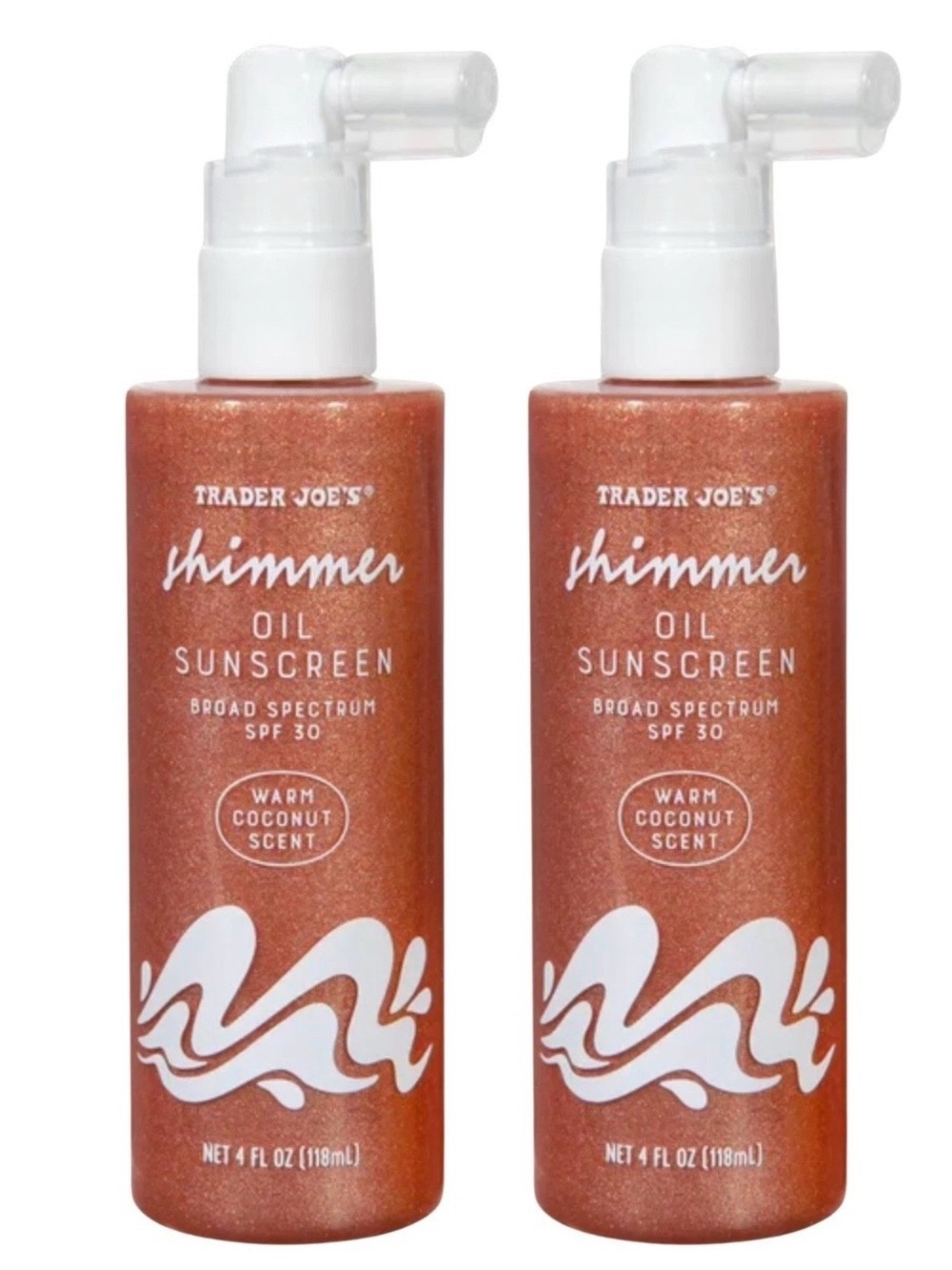 Trader Joe's Shimmer Oil Sunscreen SPF 30 - Warm Coconut (2-Pack)